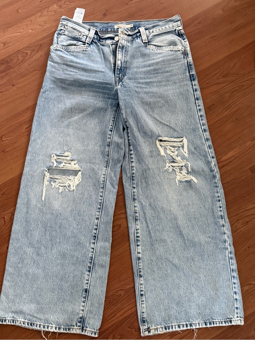 Levi's Light Blue Distressed Wide Leg Jeans